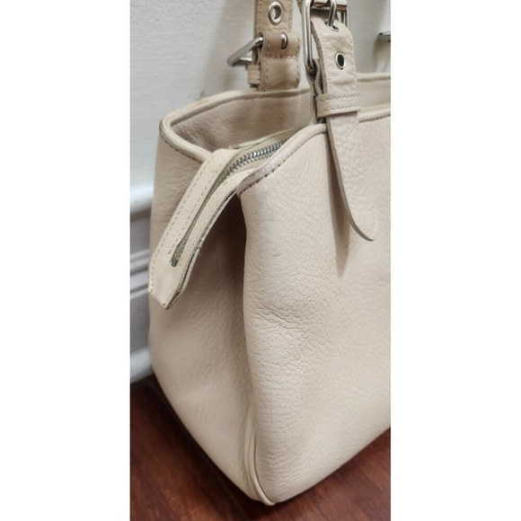Dooney & Bourke Pebble Leather Satchel Tote Bag Cream Ivory Shoulder Purse - Picture 8 of 16